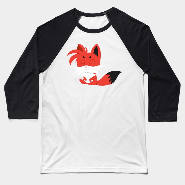 Cute Chibi Red Fox Cub Baseball T-Shirt by Toribit